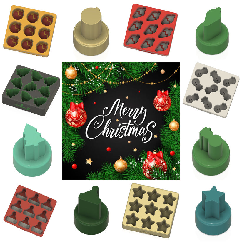 Christmas Confetti Moulds and Plungers (Sold as a complete set)