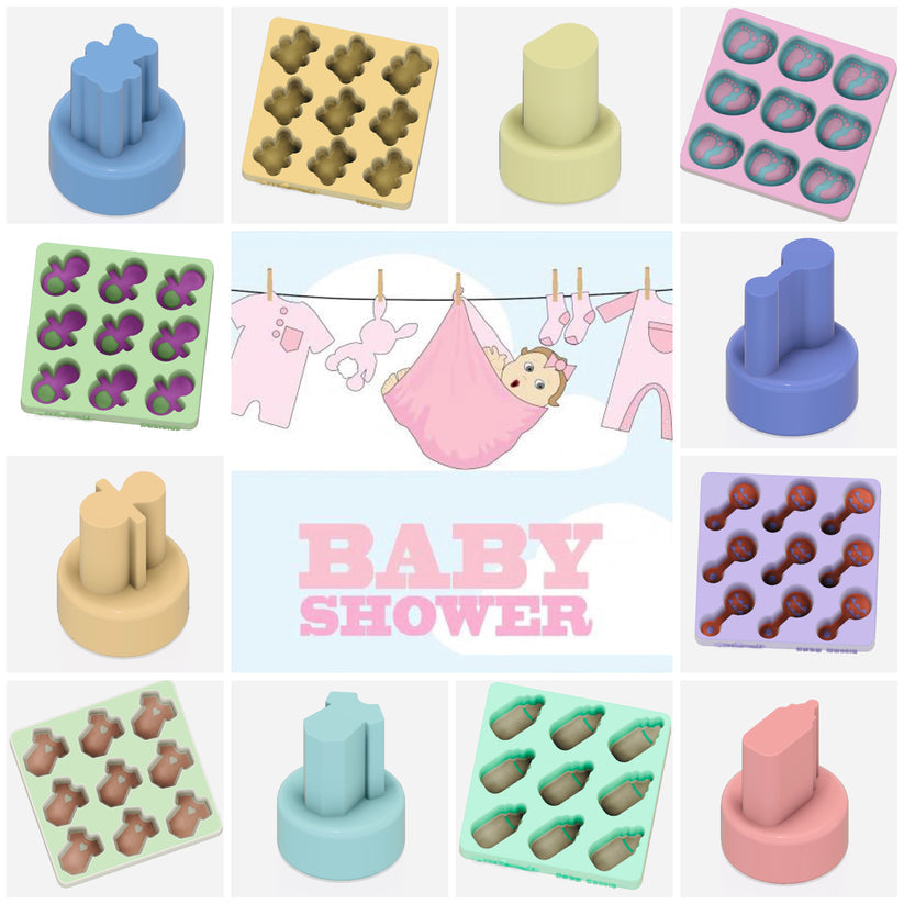 Baby Shower Confetti Moulds and Plungers (Sold as a complete set)