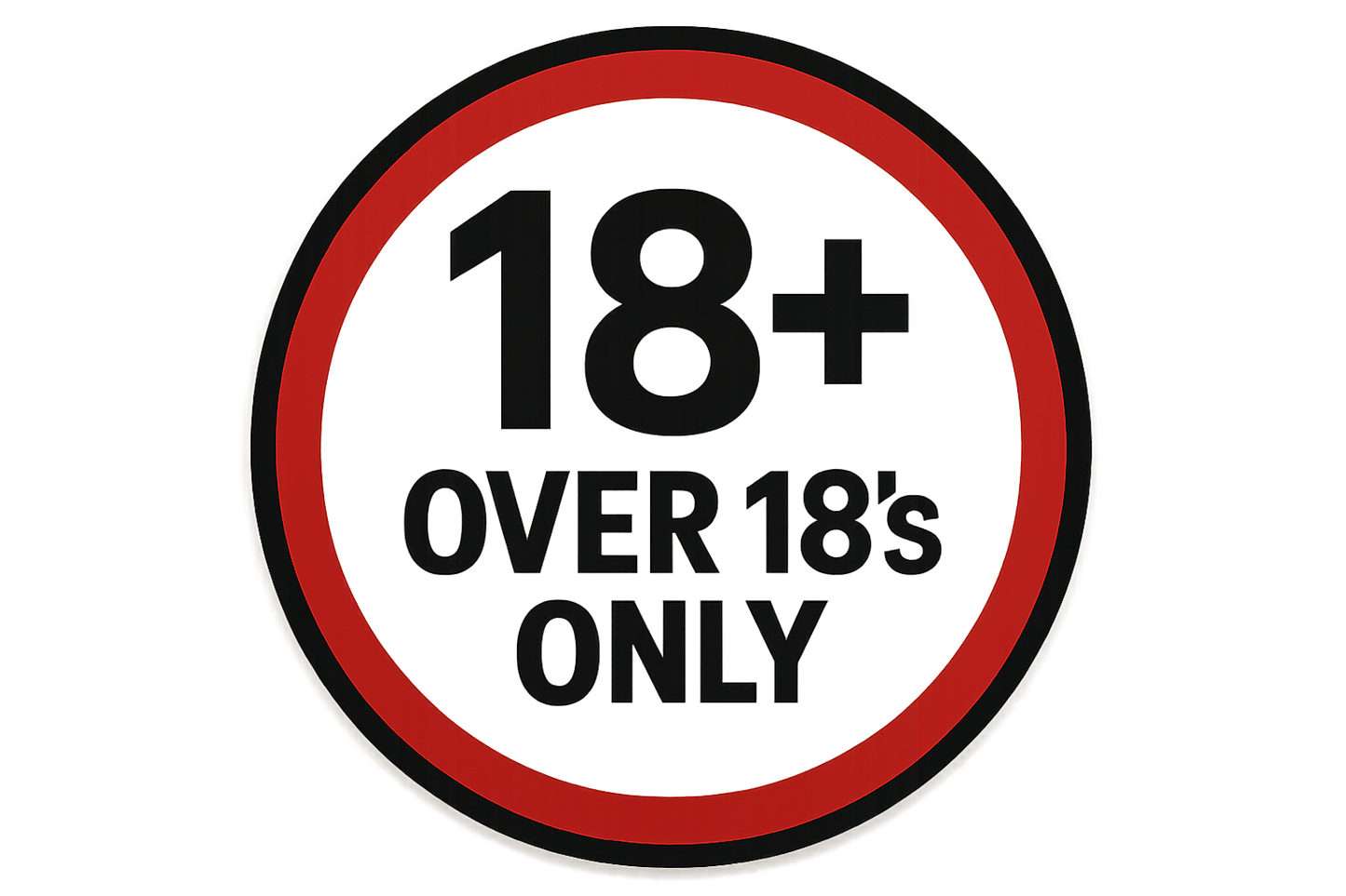 over 18's sign in a circle
