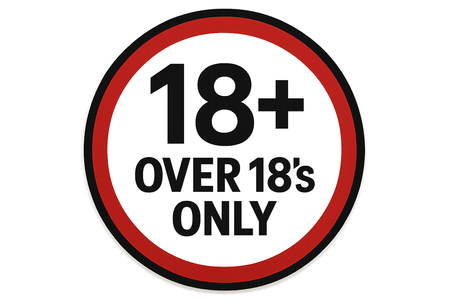 over 18's sign in a circle
